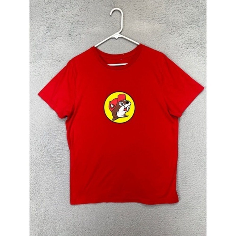 Buc-ees Shirt Unisex Large Red Graphic Print Crew Neck Short Sleeve Tee T-Shirt
